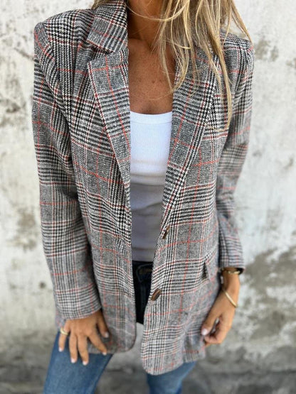 Casual rutete blazer med revers