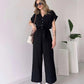 💖 V-hals kort ermet casual jumpsuit for kvinner