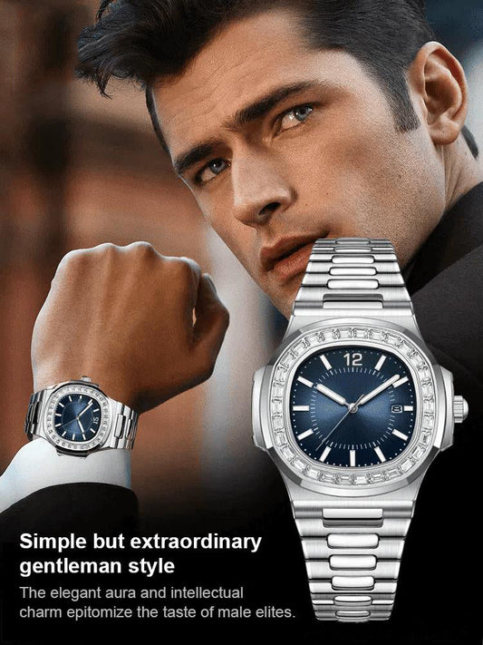 Britisk stil Square Luxury Waterproof Quartz Watch for Men