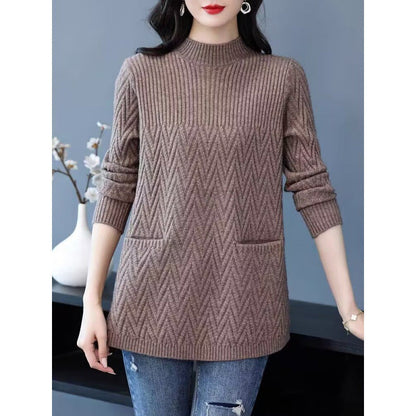 🔥Vinter Hot Sale💖Kvinners midtlengde halvt turtleneck-genser