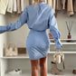 💖💖Langärmliges gestreiftes Hemdkleid mit Revers💖💖