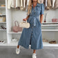 👗Denimskjortekjole med knapper for kvinner💙