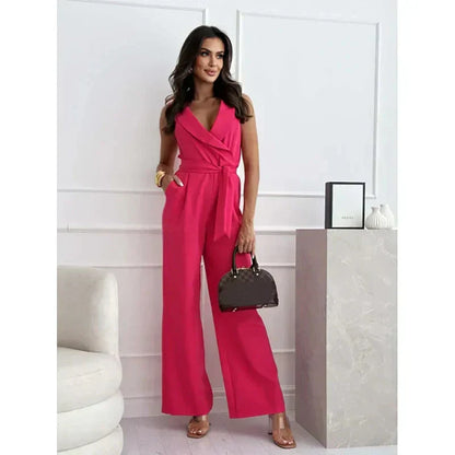 ☀️Frauen Ermeløs V-hals uten ermer Jumpsuit🕊️