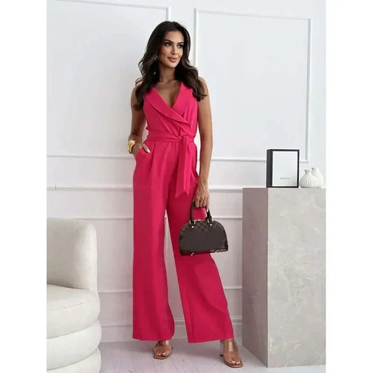 ☀️Frauen Ermeløs V-hals uten ermer Jumpsuit🕊️