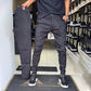 Slim-fit casualbukser i ensfarget stoff for menn