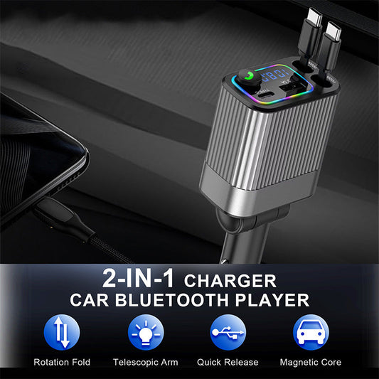 🚘2-i-1 lader og Bluetooth-spiller for bil📱