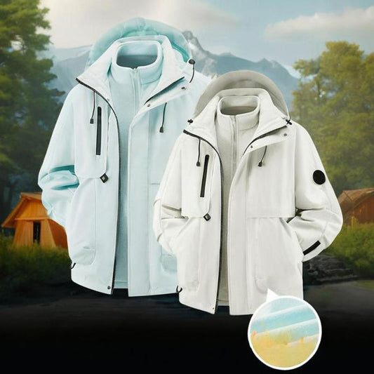Unisex🏔3-i-1 vindtett og vanntett utendørsjakke -👍Isolert fôr og avtakbar hette!