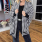 Houndstooth-poncho til dame med åpen front