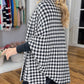 Houndstooth-poncho til dame med åpen front