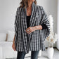 Houndstooth-poncho til dame med åpen front